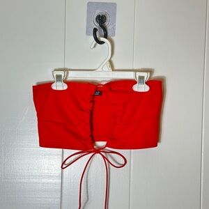 SHEIN Red Tie Tube Crop Top